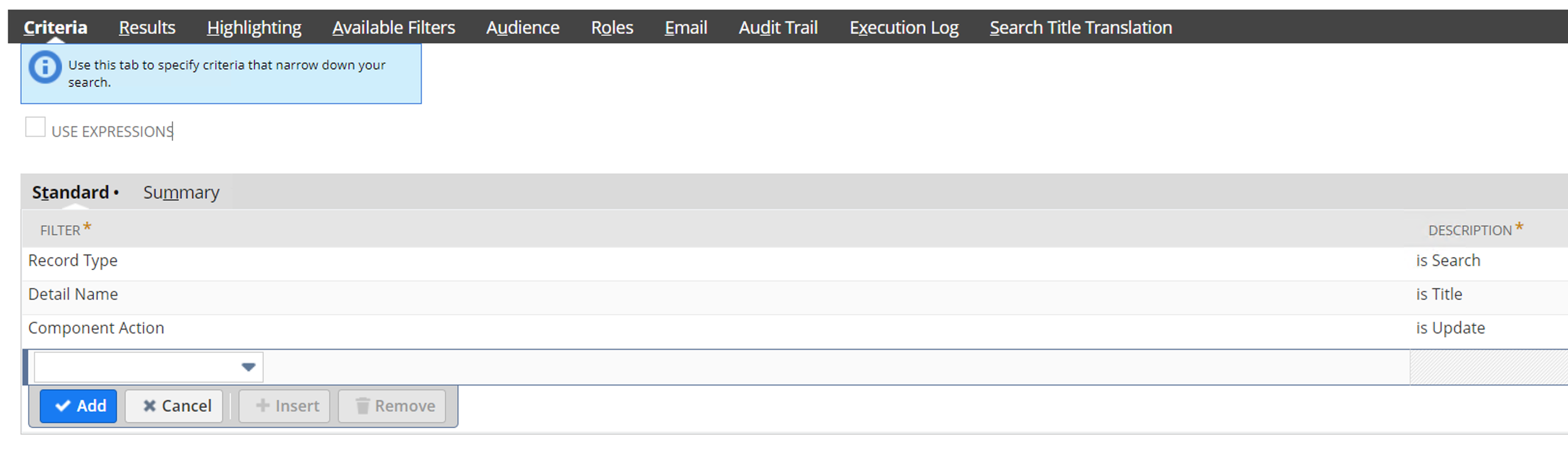NetSuite Audit Trail Criteria Configuration