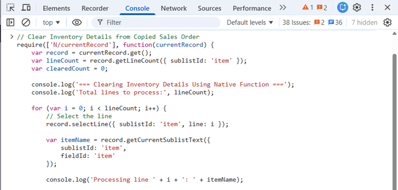 NetSuite Sales Order inventory detail clearing script